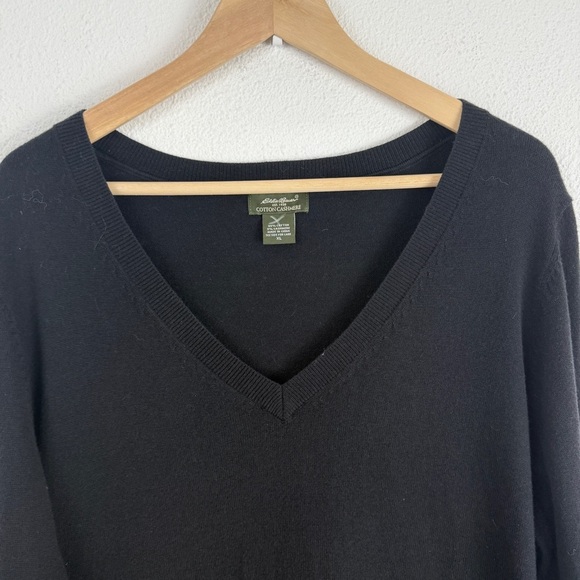 Eddie Bauer Cotton Cashmere Blend V-neck LightweightSweater Jumper XL - Picture 3 of 5